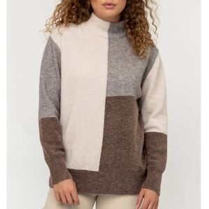 Luxe Colorblock Turtleneck Sweater